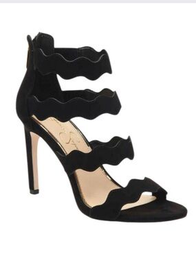 Jessica Simpson Black Scalloped Strappy Heeled Sandals - Women